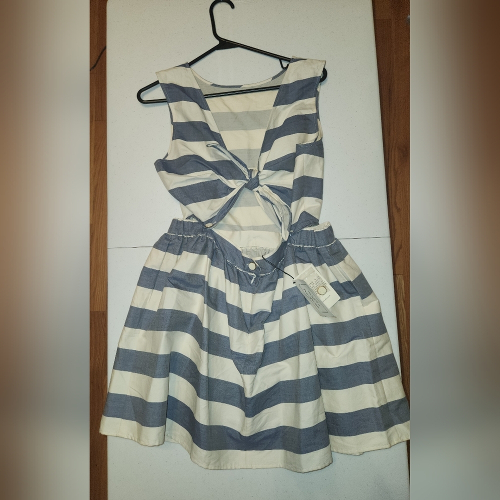 NWT MAISON KITSUNE FOR J.CREW STRIPE BALI CHAMBRAY DRE SZ 42